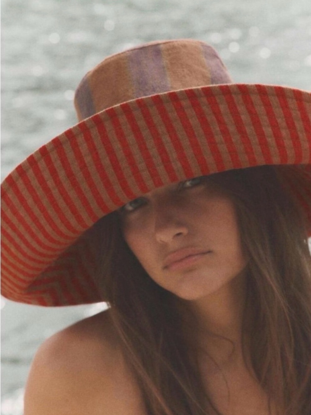 Zara Reversible Striped Linen Hat